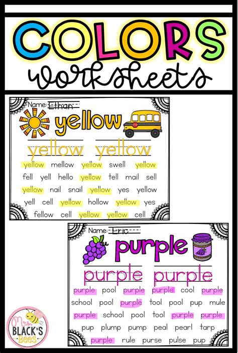 colors worksheet  students     writing  spelling
