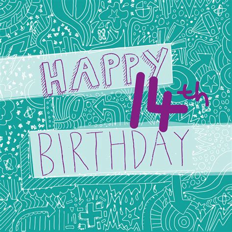 happy 14th birthday girl s card by megan claire