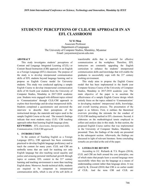 students perceptions  clilcbi approach   efl classroom