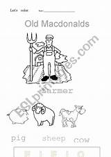 Old Macdonald Coloring Sheet Worksheet Farm Worksheets Had Preview Animals sketch template