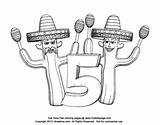Coloring Cinco Mayo Pages Cactus Kids Printable sketch template