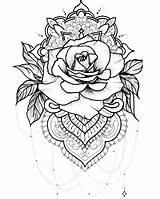 Coloring Pages Roses Tattoos Tattoo Adults Skull Rose Mandala Kids Printable Color Flower Drawing Print Stencils Choose Board Cool Geometric sketch template