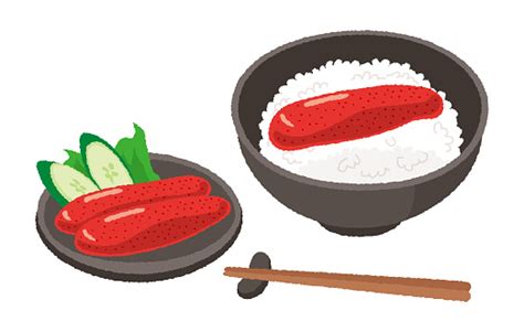 illustration of mentaiko and mentaiko on rice stock illustration