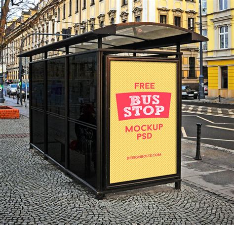 hq outdoor advertising bus stop mockup psd files