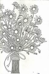 Bouquet Daisies sketch template