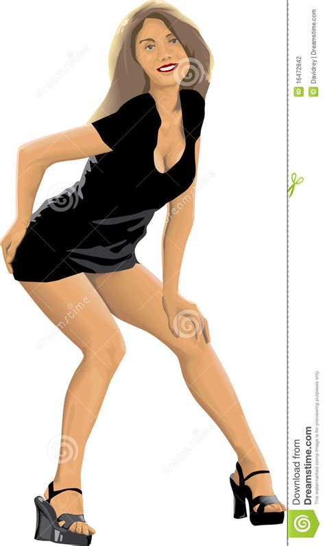 woman in a short black dress stock vector illustration of dress cartoon 16472842