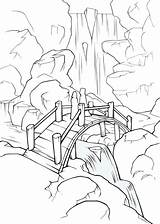 Waterfalls Cliffs Majestic Grayscale sketch template