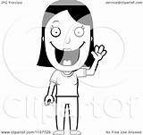 Waving Woman Clipart Happy Cartoon Coloring Outlined Vector Thoman Cory Regarding Notes sketch template