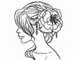Coloring Pages Hairstyle Hair Wedding Flower Salon Pintar Per Flor Flowers Book Dibuix Getcolorings Colorear Hairstyles Fashion Color Adults sketch template