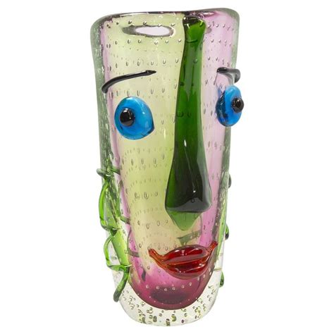 Large Murano Multicolored Abstract Picasso Face Art Glass