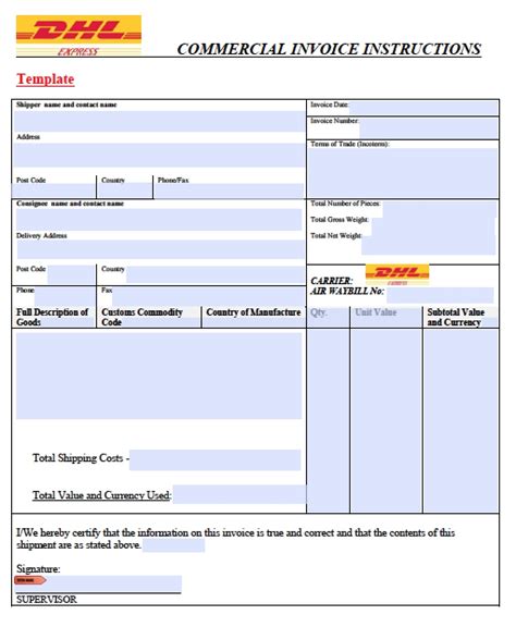 dhl invoice form invoice template ideas