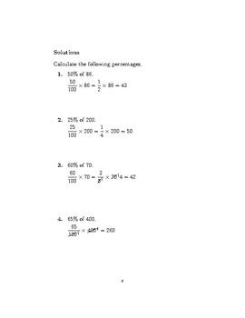 calculating percentages worksheet  solutions  math  tpt