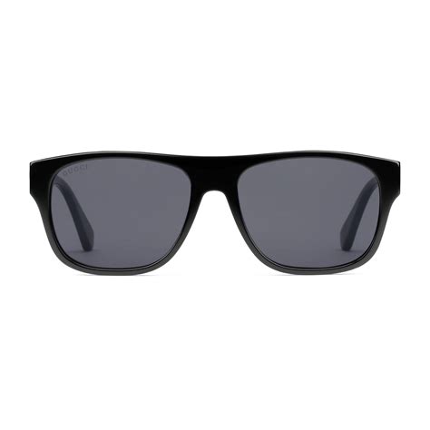 gucci velvet rectangular frame acetate sunglasses in black for men