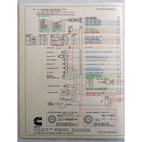 cummins    celect engines electrical diagram laminated brochure