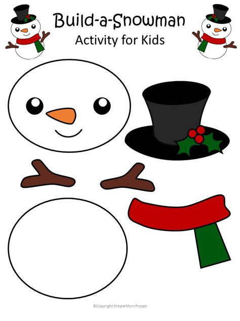printable snowman craft   template preschool christmas