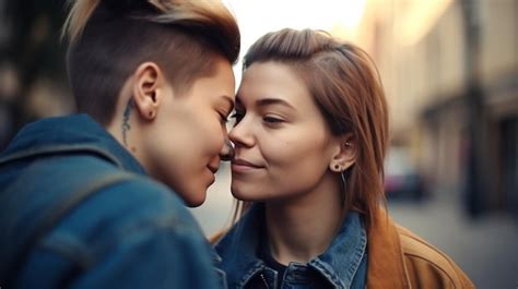 Premium Photo Lesbian Couple Enjoying A Date Generative Ai