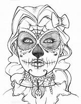 Coloring Skull Sugar Pages Skulls Girl Printable Roses Adult Dead Adults Print Muertos Dia Los Sheets Candy Girly Girls Color sketch template
