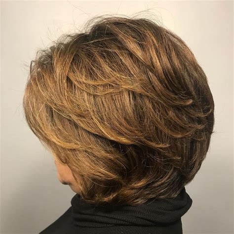 short  medium layered cut  older women stylish haircuts modern