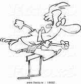 Leaping Cartoon Hurdle Outlined Businessman Toonaday sketch template