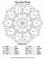 Math Mandala Digit Color Number Multiplication Worksheets Grade Subject sketch template