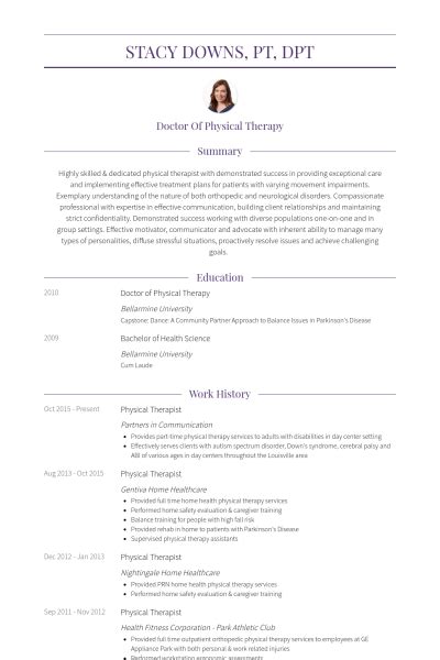 physical therapist resume  resume examples doctor  physical