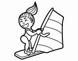 Windsurf Vela Tabla Feliz Praticando Deportes Valorados Acolore Tudodesenhos sketch template