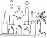 Masjid Mewarnai Kaligrafi Islami Islam Ramadan sketch template