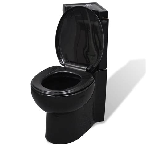 wc ceramic toilet bathroom corner toilet black vidaxlcouk