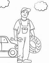 Mechanic Coloring Pages Boy Profession sketch template