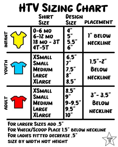 htv size  design placement chart   shirts vinyl lettering
