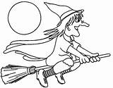 Halloween Broomstick Getcolorings Witches sketch template