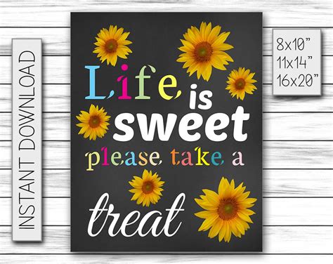 life  sweet    treat instant  candy bar sign chalkboard poster