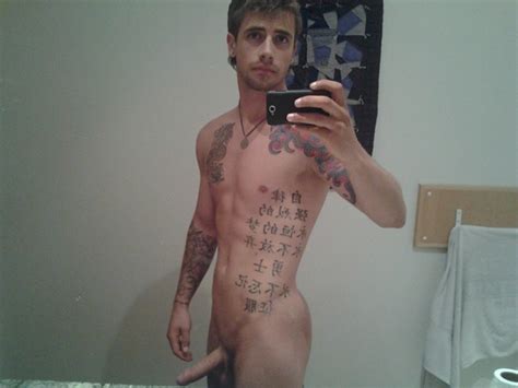 sexy tattooed fella shows a nice penis nude men selfies