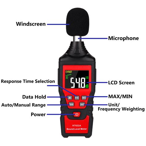 decibel meter digital sound level meter  dba range  maxmindata hold fastslow