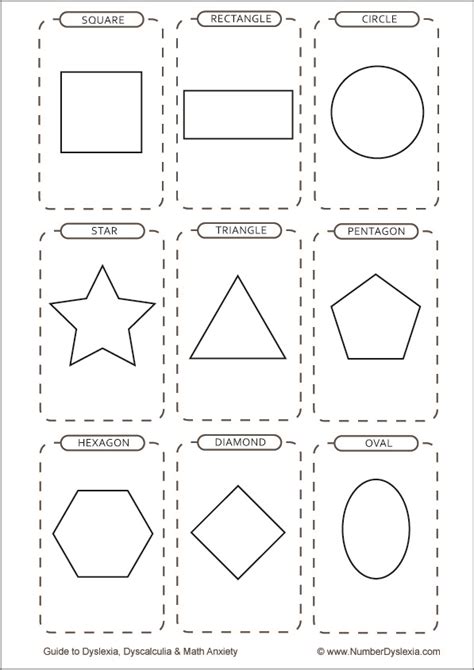 printable shapes flashcards   black white  colored