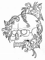 Roses Coloring Pages Crosses Skull Getcolorings Outline sketch template