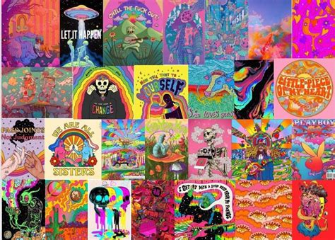 Trippy Aesthetic Wall Collage Kit Etsy