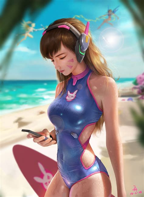 d va mercy and pharah overwatch drawn by fangzhou he