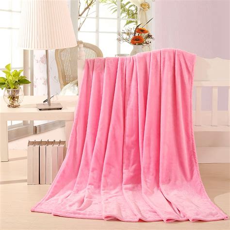 light pink soft comfortable flannel blanket for girls women bed sofa