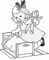 Coloring Pages Girls Cute Doll Little Girl Dolly Vintage Baby Print Dolls Color Colouring Printable Kids Sheets Books Book Embroidery sketch template
