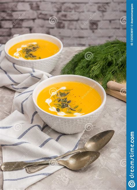 Delicious Creamy Homemade Pumpkin Soup With Cream And