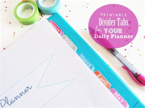 divider tabs printable planner pages inserts