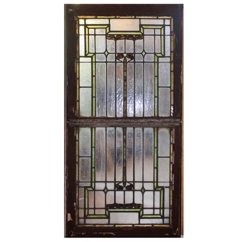 Sold Antique American Leaded Glass Window Sash Set Architectural