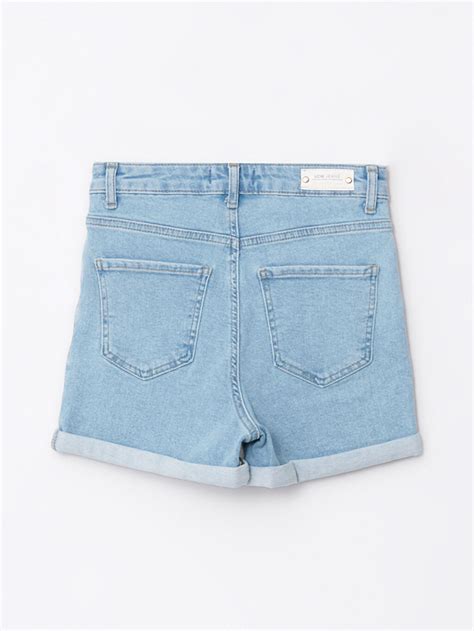 High Waist Mom Fit Straight Pocket Detailed Womens Jean Shorts