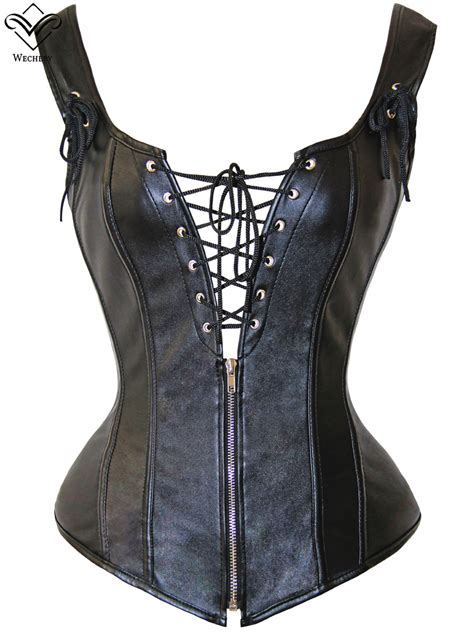 wechery steampunk corset sexy hollow out punk women corsets lace up zip