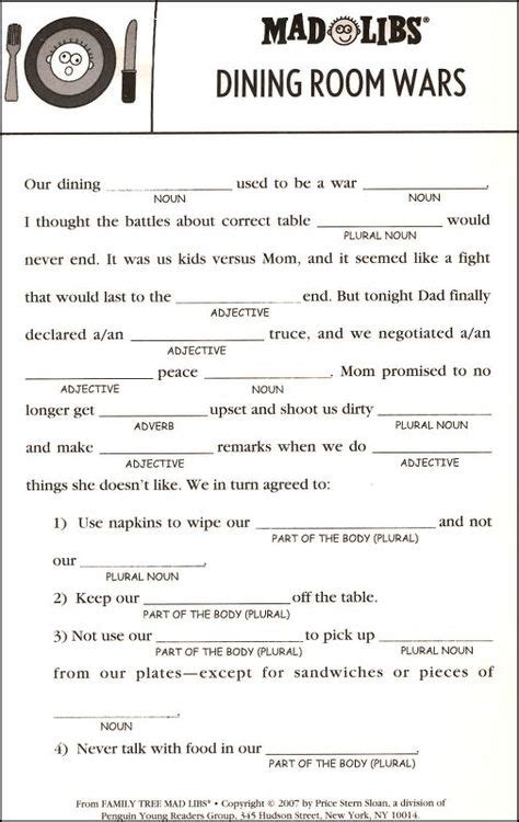 family tree mad libs daycare mad libs  adults funny mad libs