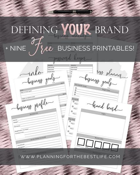 defining  brand  business printables