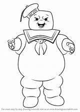 Marshmallow Ghostbusters Puft Stay Man Coloring Pages Draw Drawing Step Printable Slimer Color Ghost Drawings Cartoon Print Kids Sketch Book sketch template
