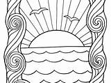 Sunset Coloring Pages Printable Colouring Color Ocean Print Popular Getcolorings sketch template