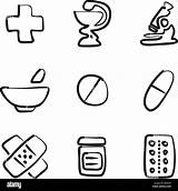 Apotheke Symbole Freehand sketch template